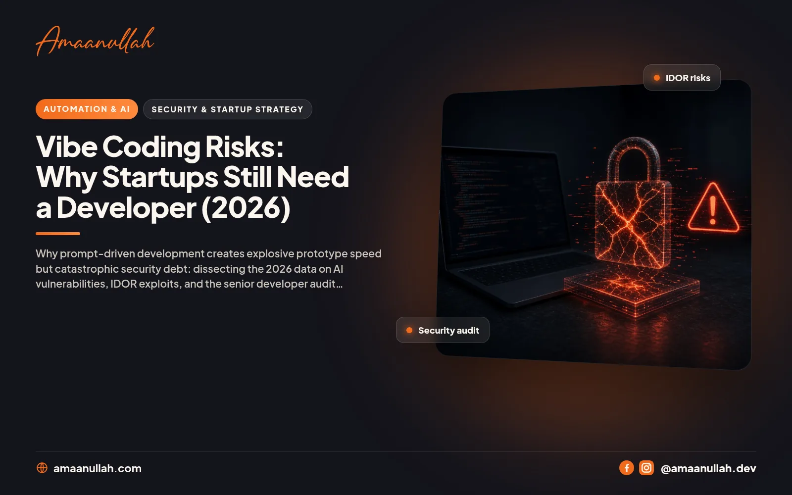 Vibe Coding Risks: Why Startups Still Need a Developer (2026) — cover image